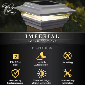 Classy Caps Imperial 4x4 White Cast Aluminum LED Solar Post Cap (SL211W)