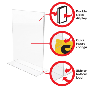 8.5" x 11" Clear Acrylic Slanted Sign Holder (Standard Letter Size)