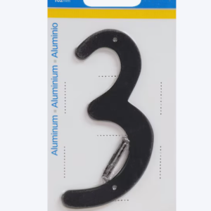 Hillman 4 in. Black Aluminum Nail-On House Number 3 - Weather Resistant