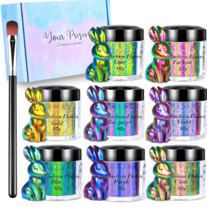 Chameleon Flakes Color Shifting Pigment Powder (8-Color Set)