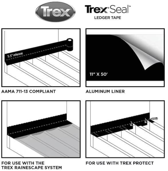 Trex Seal Ledger 11-in x 50-ft Butyl Deck Tape - Image 3