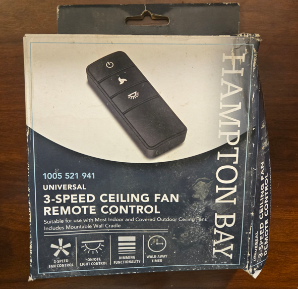Universal 3-speed Damp Rated Ceiling Fan Remote Control with Dimming - Black - Image 2