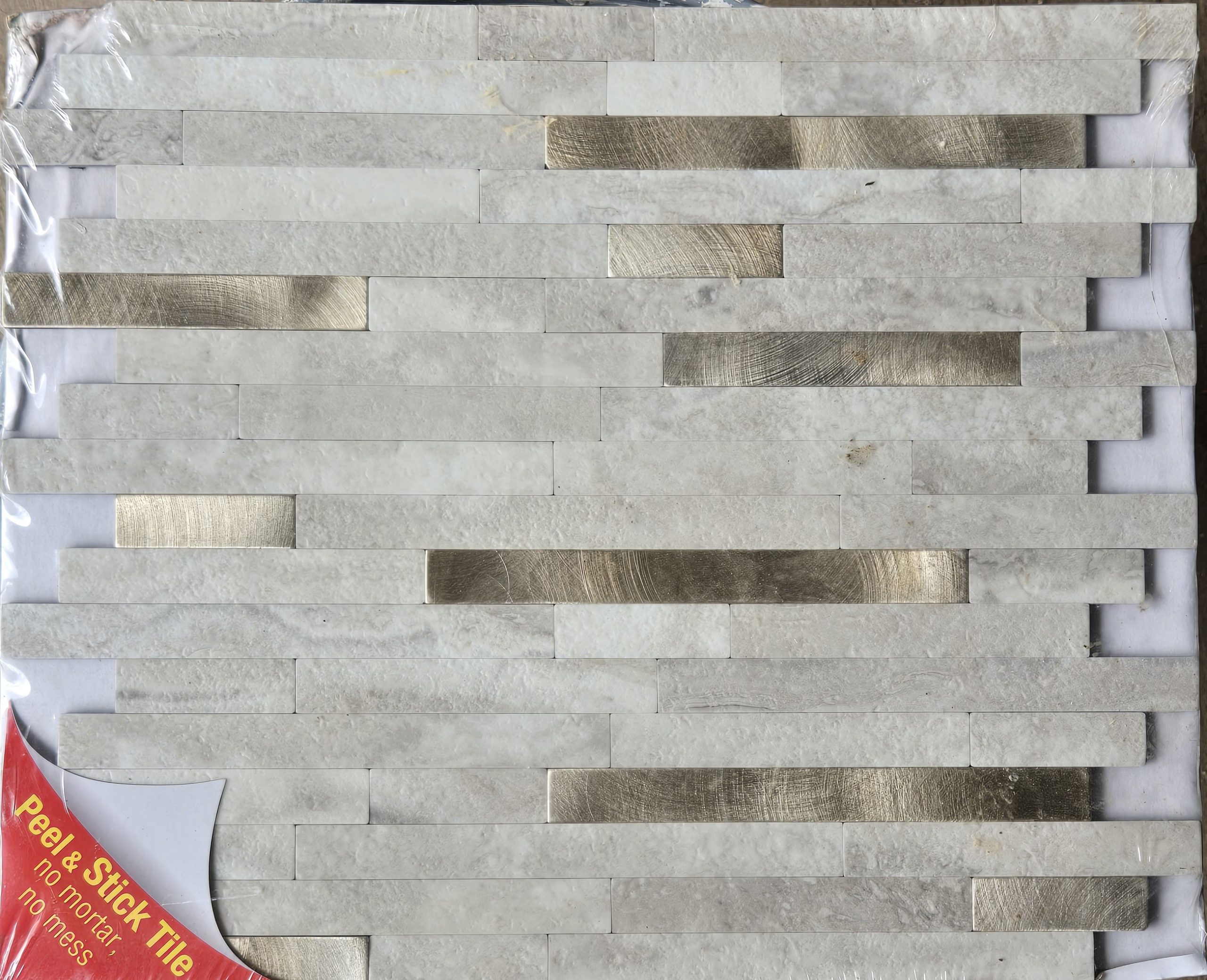 8-Pack Golden Oasis Peel & Stick Mosaic Wall Tile Matte PVC 6.5 SqFt