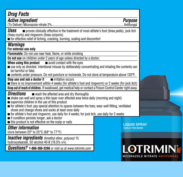 Lotrimin AF Athlete's Foot Liquid Spray Miconazole Nitrate 4.6oz 3-Pack - Image 2