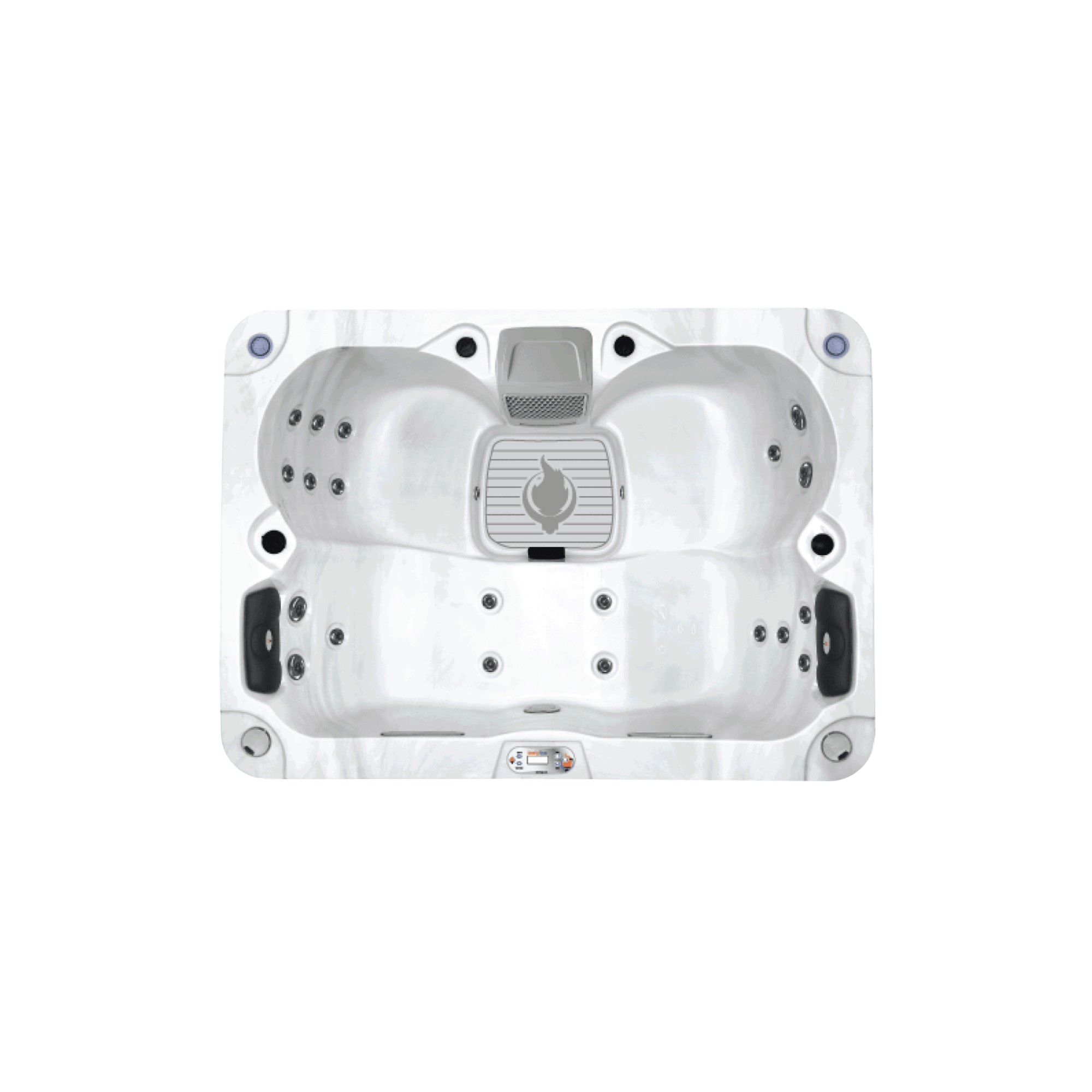 Liberty Spas LYS4000 4-Person Plug and Play 120V/240V Hot Tub Spa KH-10205 Top-Down & Side Studio View
