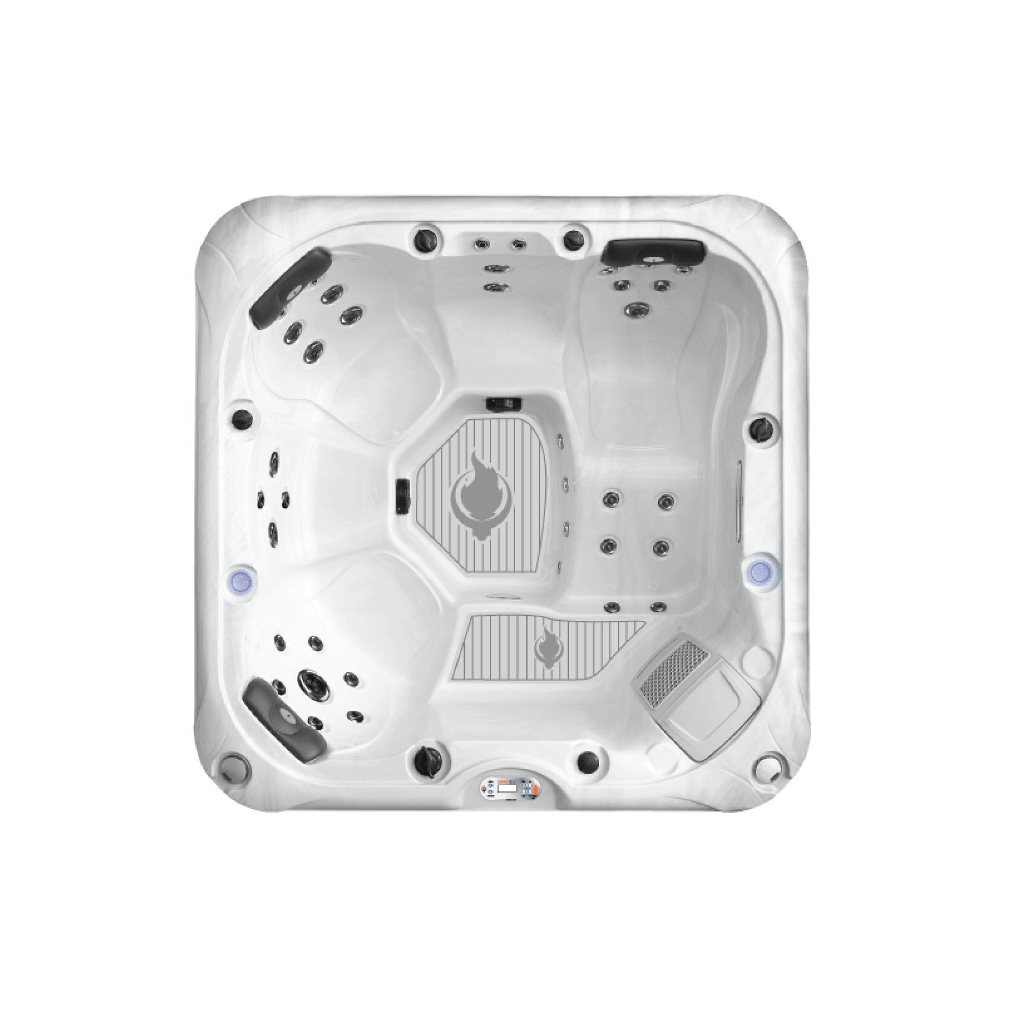 Liberty Spas LYS5000 6-Person 240V Luxury Hot Tub Spa KH-10206 Top-Down & Side Studio View