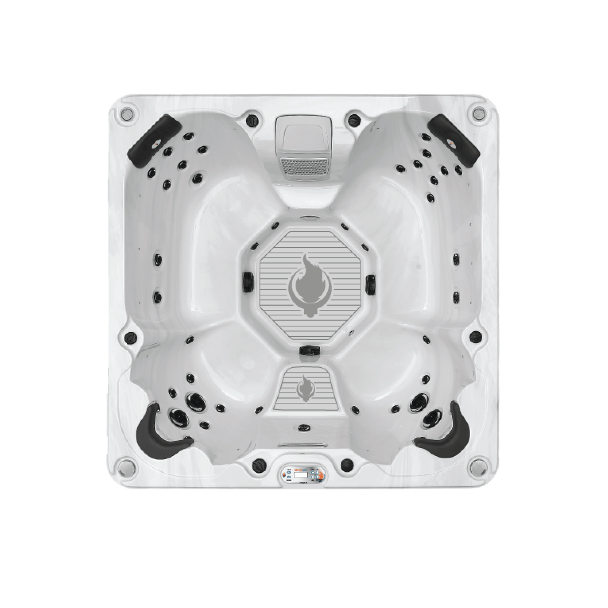 Liberty Spas LYS7000 7-Person 240V Luxury Hot Tub Spa KH-10208 Top-Down & Side Studio View