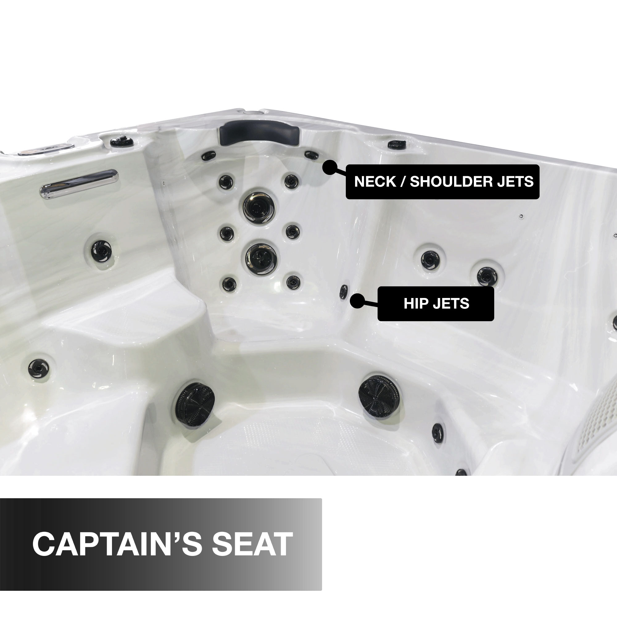 Liberty Spas LYS7000 7-Person 240V Luxury Hot Tub Spa KH-10208 Open Bench & Captain Chairs Seating View